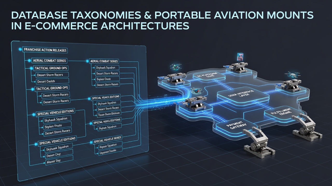 Database taxonomy visualization showing category structures for gaming releases and accessories in e-commerce platforms