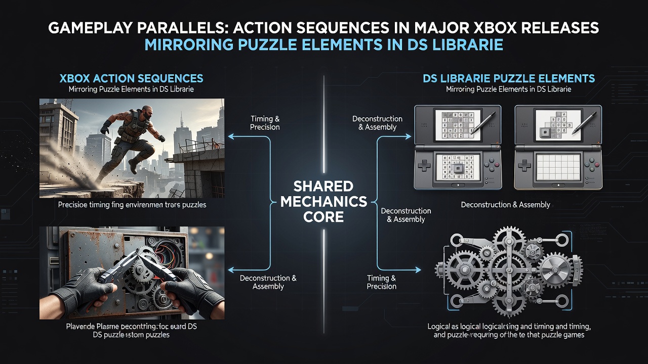 Portable DS setups with aviation stands alongside Xbox controller configurations demonstrating accessory integration