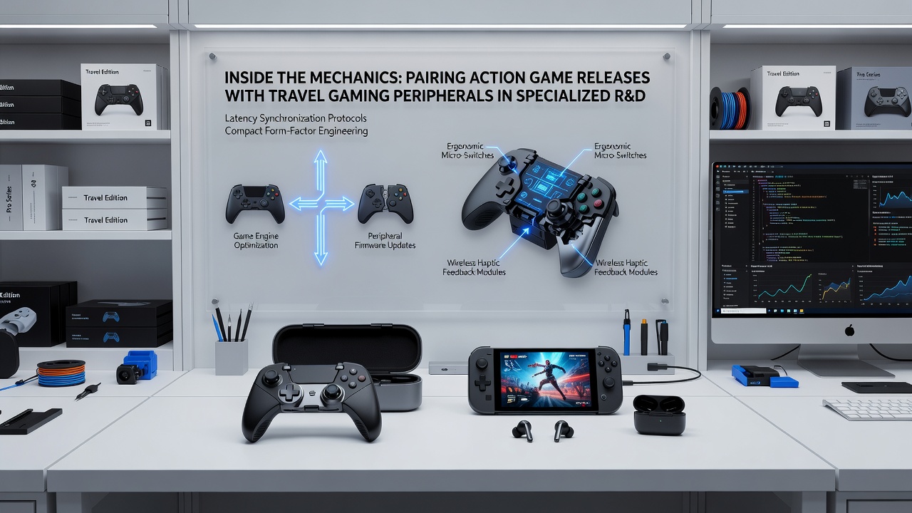 Illustration of data flows linking console action games with portable aviation accessories in retail backend systems