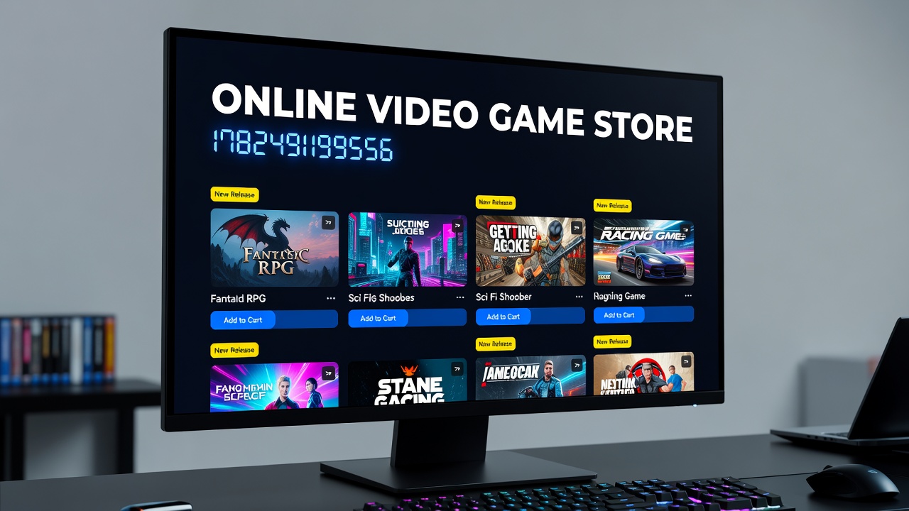 Overview of an online video game store interface showing game categories and navigation options
