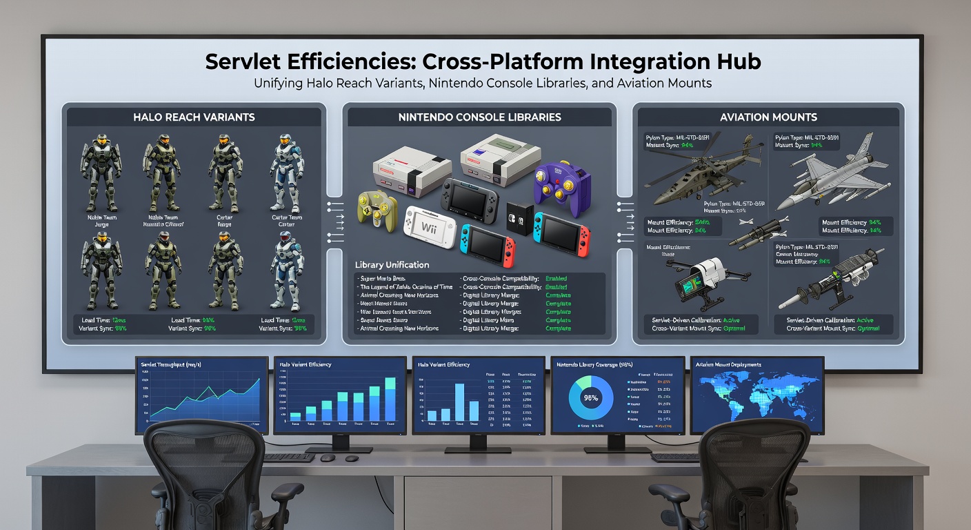 Backend servlet architecture diagram illustrating connections between Halo Reach Xbox 360 variants, Nintendo handheld collections, and aviation mounts in digital category structures